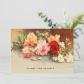 アンティークローズの花 フラワーベクター ヴィンテージ ブライダルシャワー 招待状 (スタンド正面)