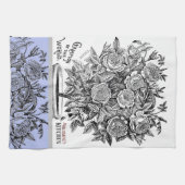 アンティークローズブッシュ – あなたの選択の文字ペリウィンクル キッチンタオル (横)