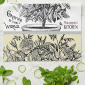 アンティークローズブッシュ – あなたの選択の文字 キッチンタオル (折り畳み)