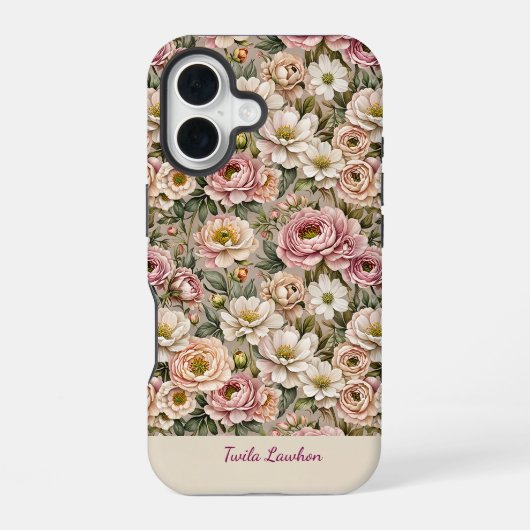 アンティークローズ柄 iPhone 16ケース (裏面)