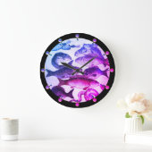 アンティークローマのモザイク、魚類シーライフピンクブルー ラージ壁時計 (ホーム)