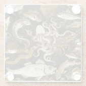 アンティークローマンモザイクポンペイシーライフストーンモザイク ガラスコースター (裏面)