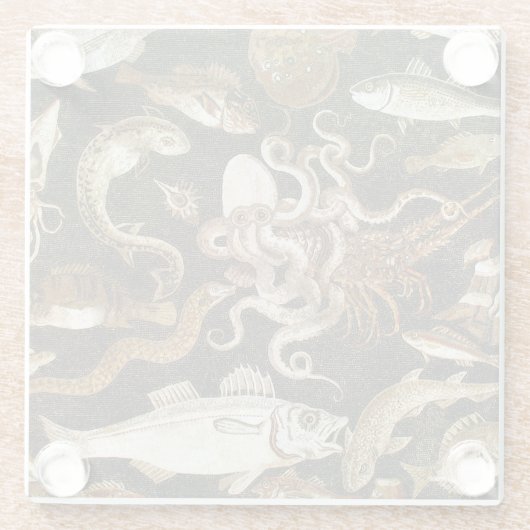 アンティークローマンモザイクポンペイシーライフストーンモザイク ガラスコースター (裏面)