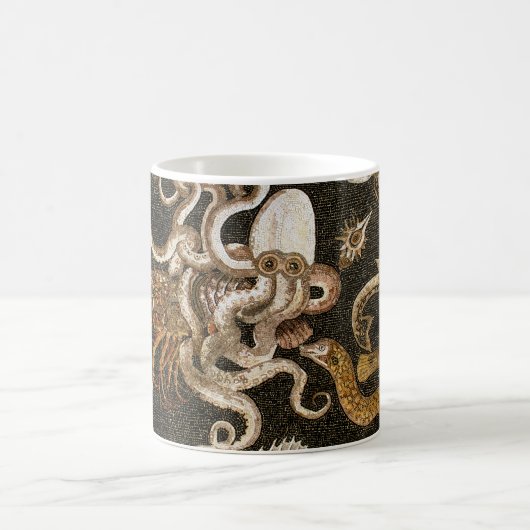 アンティークローマンモザイクポンペイシーライフストーンモザイク コーヒーマグカップ (中央)