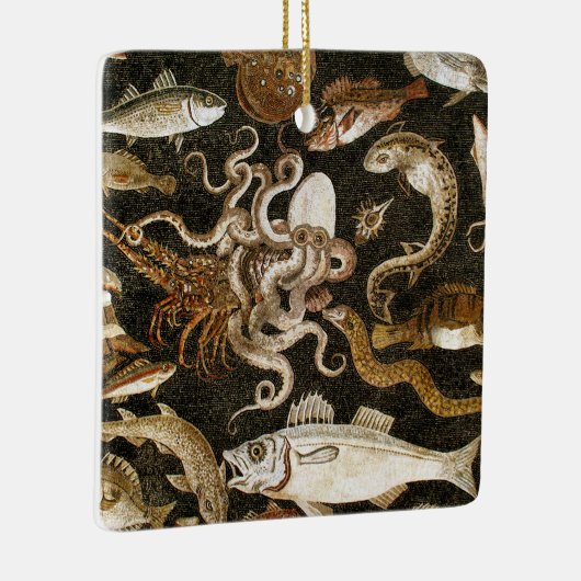 アンティークローマンモザイクポンペイシーライフストーンモザイク セラミックオーナメント (右)