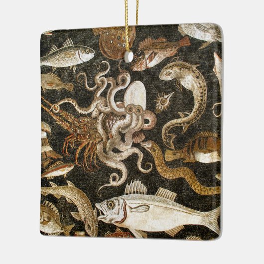 アンティークローマンモザイクポンペイシーライフストーンモザイク セラミックオーナメント (左)