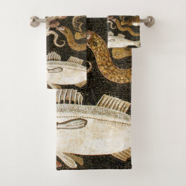 アンティークローマンモザイクポンペイシーライフストーンモザイク バスタオルセット