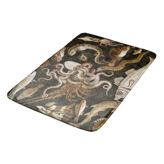 アンティークローマンモザイクポンペイシーライフストーンモザイク バスマット (アングル)