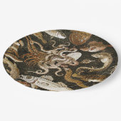 アンティークローマンモザイクポンペイシーライフストーンモザイク ペーパープレート (アングル)