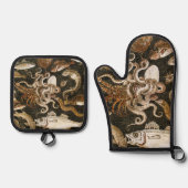 アンティークローマンモザイクポンペイシーライフストーンモザイク 鍋つかみ&鍋敷きセット (正面)