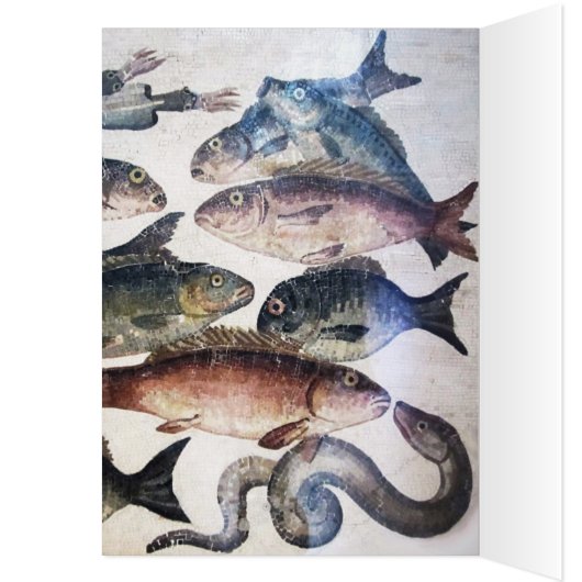 アンティークローマンモザイク、魚、海シーライフシーン (内側 (左))