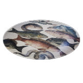 アンティークローマンモザイク、魚、海シーライフシーン カッティングボード (角)