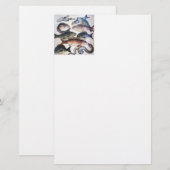 アンティークローマンモザイク、魚、海シーライフシーン 便箋 (正面/裏面)