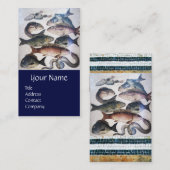 アンティークローマンモザイク、魚、海シーライフシーン 名刺 (正面/裏面)