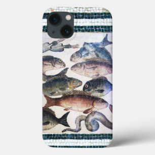 アンティークローマンモザイク、魚、海シーライフシーン iPhone 13ケース
