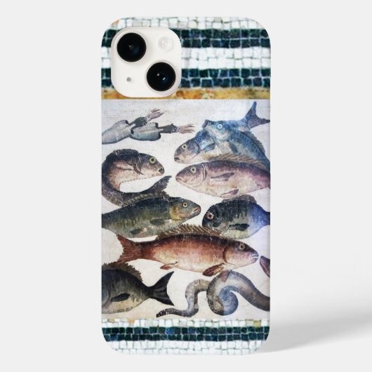 アンティークローマンモザイク、魚、海シーライフシーン Case-Mate iPhoneケース (裏面)