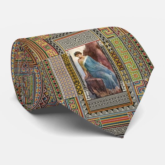アンティークローマ女性姿とポンペイのモザイク ネクタイ (ロール)