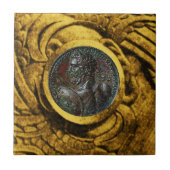 アンティークローマ青銅メダリオンと金ゴールドグリフィン タイル (正面)