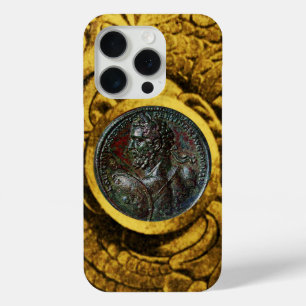 アンティークローマ青銅メダリオンと金ゴールドグリフィン iPhone 15 PROケース