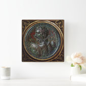 アンティークローマ青銅メダリオンセプティムス スクエア壁時計 (ホーム)