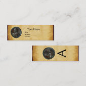 アンティークローマ青銅メダリオンモノグラムパーチメント スキニー名刺 (正面/裏面)