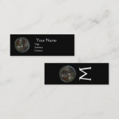アンティークローマ青銅メダリオンモノグラム、ブラック スキニー名刺 (正面/裏面)