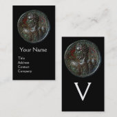 アンティークローマ青銅メダリオンモノグラム、ブラック 名刺 (正面/裏面)