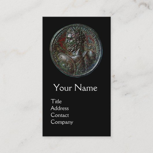 アンティークローマ青銅メダリオンモノグラム、ブラック 名刺 (正面)