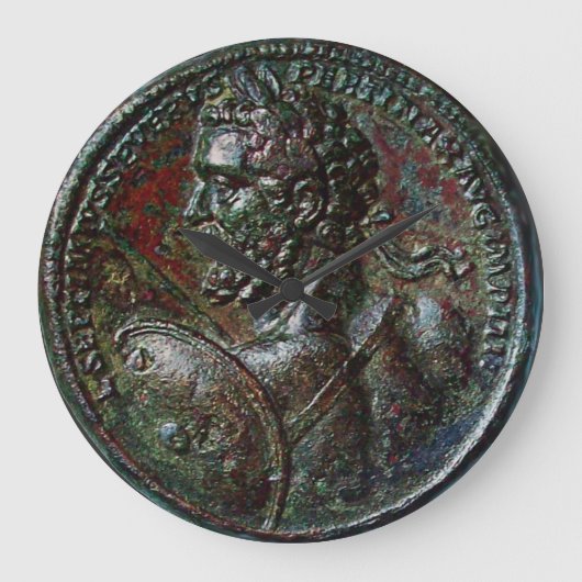 アンティークローマ青銅メダリオン皇帝セウェルス ラージ壁時計 (正面)