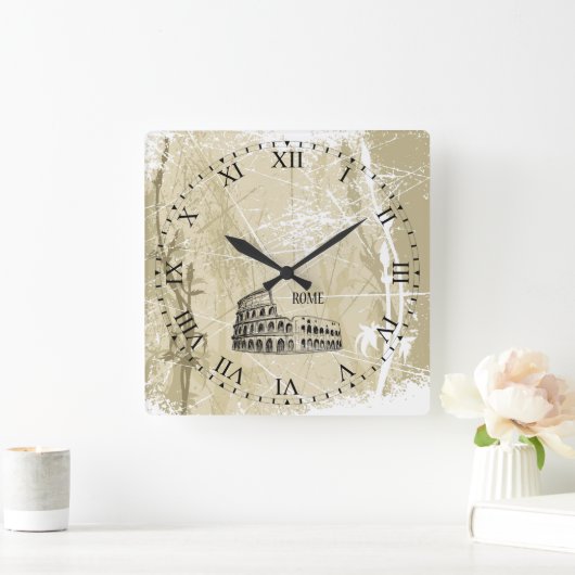 アンティークロ動揺してーマン顔ローマウォールクロック スクエア壁時計 (ホーム)