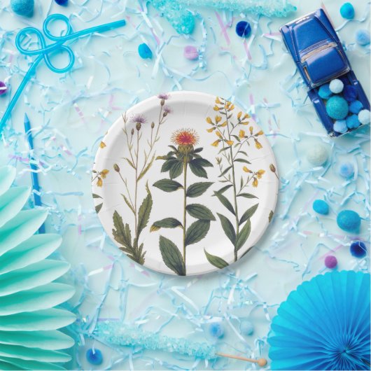 アンティークワイルドフラワーエレガントヴィンテージ自然愛好家 ペーパープレート (パーティー)