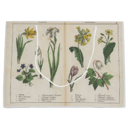 アンティークワイルドフラワーピンク&グリーン抱き枕 ラージペーパーバッグ