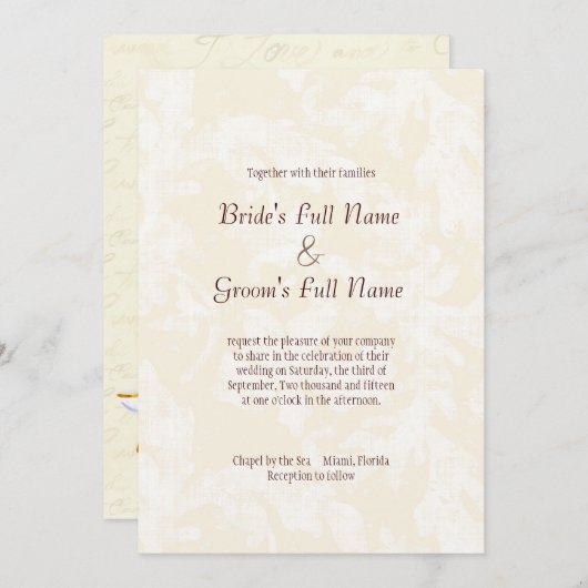 アンティークワイングラス – クリーム結婚式招待状 招待状 (正面/裏面)