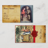 アンティークワインセラー及びブドウ畑ハーベストモノグラム 名刺 (正面/裏面)