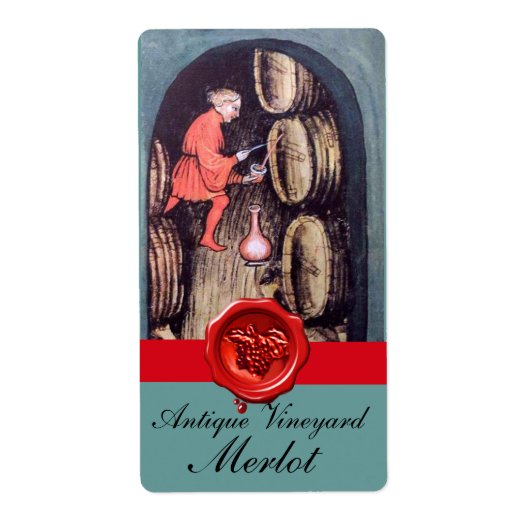 アンティークワインセラー赤グレープワックスシール ラベル (正面)