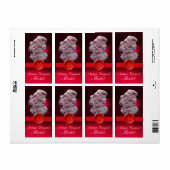 アンティークワインレディ及び葡萄レッドワックスシール ラベル (フルシート)