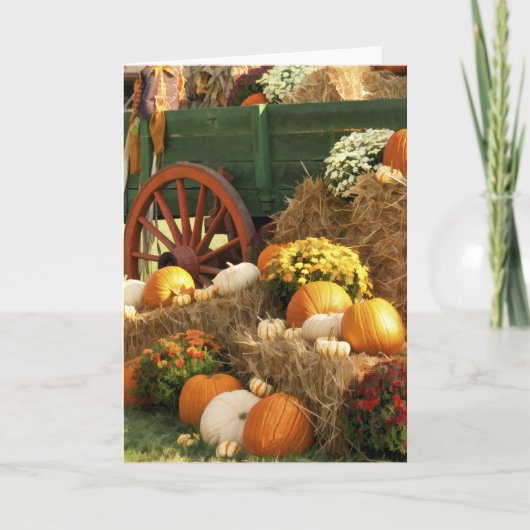 アンティークワゴン&カボチャ秋のディスプレイ シーズンカード (正面)
