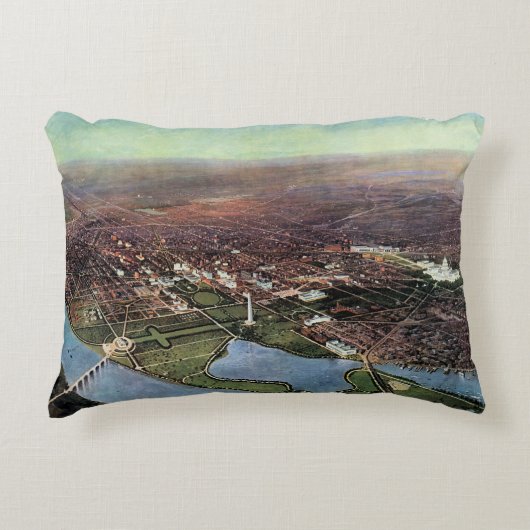 アンティークワシントンDCとポトマック川の地図 アクセントクッション (正面)
