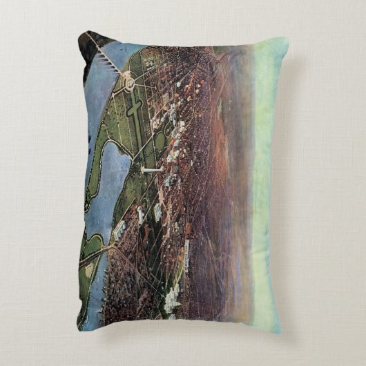 アンティークワシントンDCとポトマック川の地図 アクセントクッション (裏面(縦))