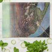 アンティークワシントンDCとポトマック川の地図 キッチンタオル (折り畳み)