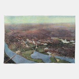 アンティークワシントンDCとポトマック川の地図 キッチンタオル