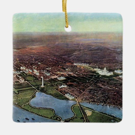 アンティークワシントンDCとポトマック川の地図 セラミックオーナメント (正面)