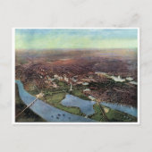 アンティークワシントンDCとポトマック川の地図 ポストカード (正面)