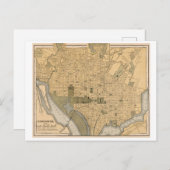 アンティークワシントンDCの地図 ポストカード (正面/裏面)
