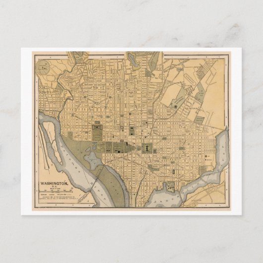 アンティークワシントンDCの地図 ポストカード (正面)