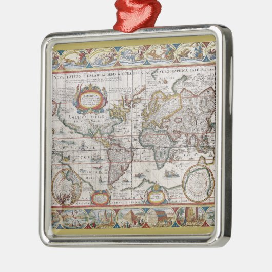 アンティークワールドマップオーナメント メタルオーナメント (左)