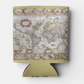 アンティークワールドマップカスタムモノグラム缶クーラー 缶クーラー (正面)