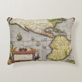 アンティークワールドマップザアメリカバイアブラハム・オルテリウス アクセントクッション