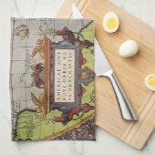 アンティークワールドマップザアメリカバイアブラハム・オルテリウス キッチンタオル (四つ折り)