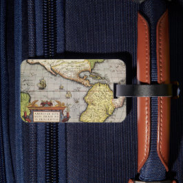 アンティークワールドマップザアメリカバイアブラハム・オルテリウス ラゲッジタグ